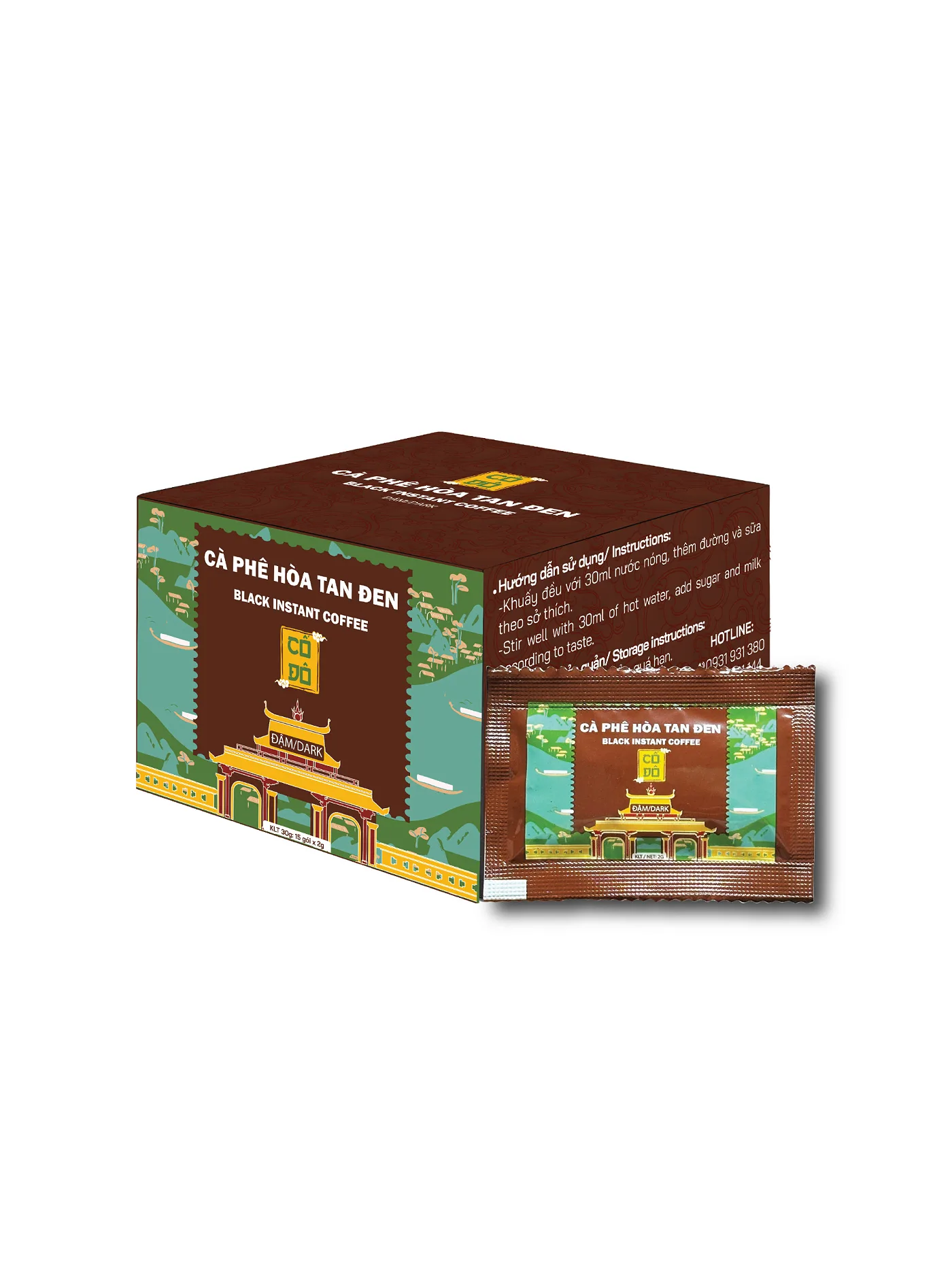 Hộp 15 Gói Cà Phê Hòa Tan Đen Cố Đô (15 gói x 2g)