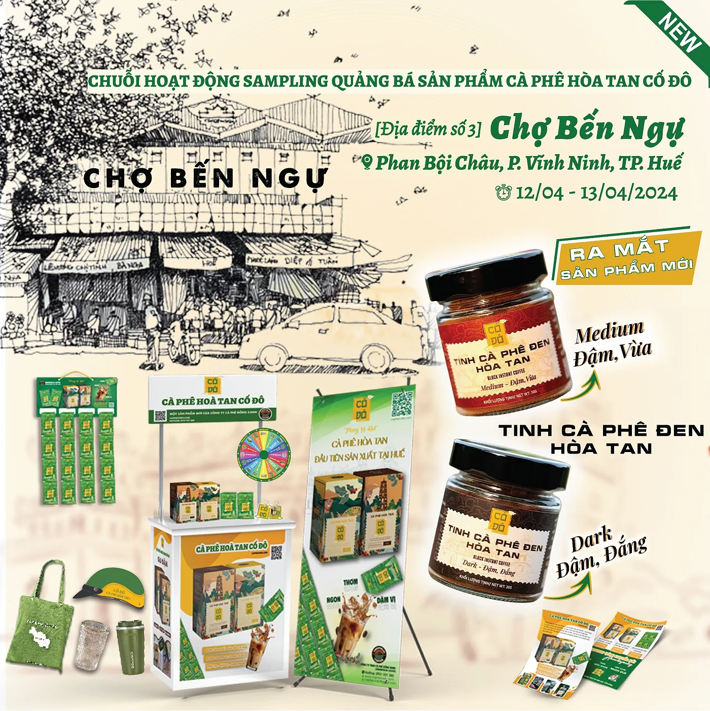 TIẾP TỤC CHUỖI HOẠT ĐỘNG SAMPLING CÀ PHÊ HÒA TAN CỐ ĐÔ ĐẾN VỚI ĐIỂM CHỢ THỨ 3 - CHỢ BẾN NGỰ