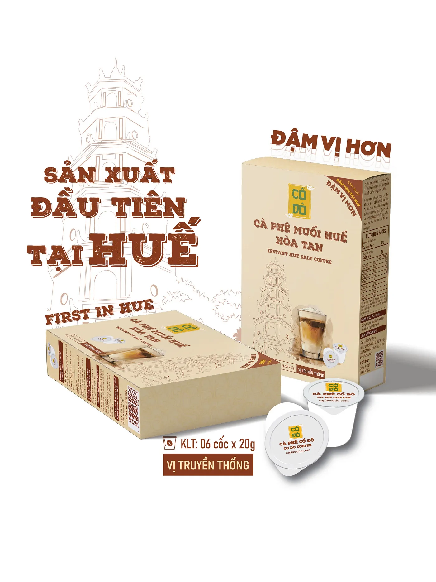 Hộp 6 Cốc Cà Phê Muối Huế Hòa Tan (6 cốc x 20g)