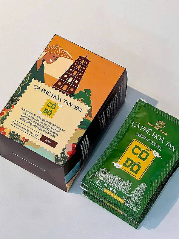 Hộp Cà Phê Hòa Tan 3in1 Cố Đô - Gu Đậm (Co Do 3in1 Instant Coffee Box - Strong)